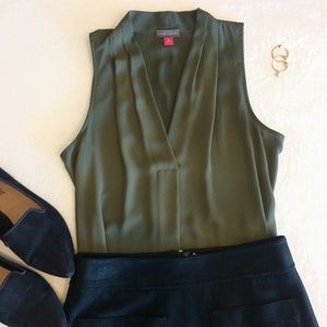 Vince Camuto Olive Green Sleeveless Blouse
